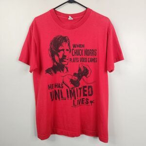 Alstyle Chuck Norris Y2K 2008 Unlimited Lives Front Side Graphic Tee Medium